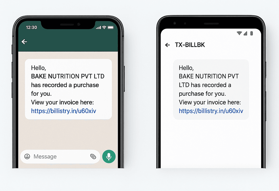 Automatic GST Bill Sharing on Whatsapp/SMS